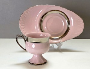 HC Chodov pink porcelain television set - Czechoslovakia 1970s