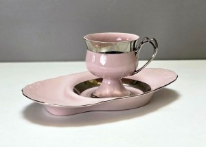 HC Chodov pink porcelain television set - Czechoslovakia 1970s