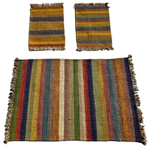 Set of three hemp jute rugs - India second half of the 20th century
