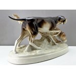 Duża porcelanowa figura psów myśliwskich- Royal Dux Czechosłowacja lata 80 -te