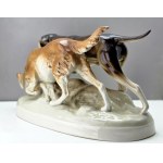 Duża porcelanowa figura psów myśliwskich- Royal Dux Czechosłowacja lata 80 -te