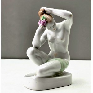 Figurka porcelanowa Akt - kobieta z kwiatem - wytwórni porcelany BUDAPEST AQUINCUM - lata 60-te