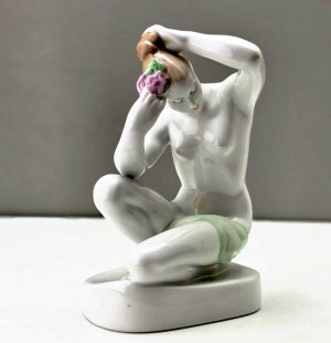 Porcelain figurine Nude - woman with flower - BUDAPEST AQUINCUM porcelain factory - 1960s