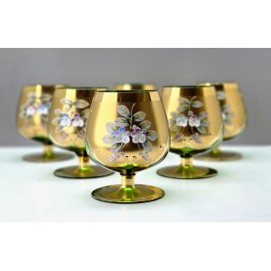 Komplet sześciu kieliszków do koniaku Bohemia Glass z lat 80-tych Czechosłowacja