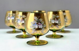 Set of six Bohemia Glass cognac glasses from 1980s Czechoslovakia