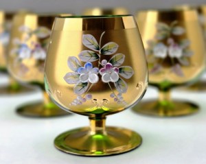 Set of six Bohemia Glass cognac glasses from 1980s Czechoslovakia