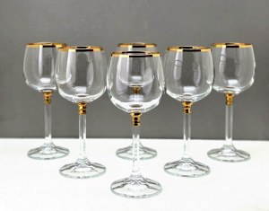 Set of six crystal glass wine glasses - Bohemia 1990s