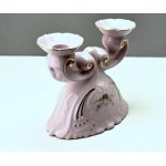 Świecznik z różowej porcelany - Pirken hammer - Czechosłowacja