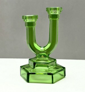 Art deco - uranium glass candle holder - Czechoslovakia 1930s