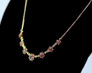 Gold-plated necklace with garnets pr. 900 silver - Czechoslovakia 1960s