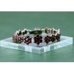 Silver bracelet with natural Czech garnets - 1950s