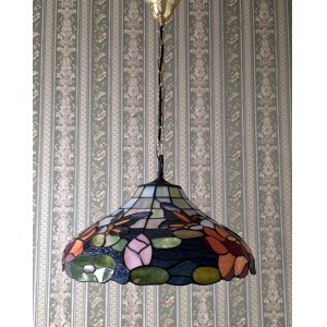 Lampa wisząca witrażowa w stylu Tiffany - lata 90-te