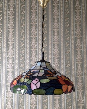 Tiffany style stained glass pendant lamp - 1990s