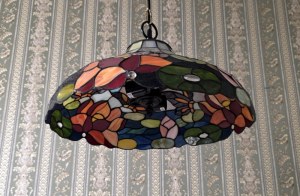 Tiffany style stained glass pendant lamp - 1990s