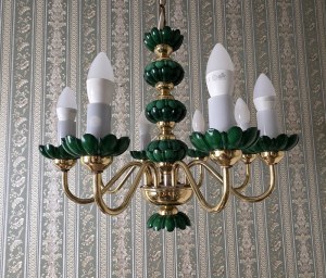 Malachite glass chandelier - Czechoslovakia 1960s