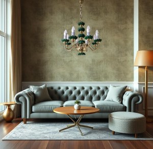 Malachite glass chandelier - Czechoslovakia 1960s