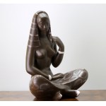 Sudanka large ceramic figurine Kravsko Czechoslovakia 1970s