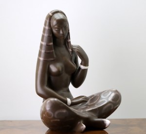 Sudanka large ceramic figurine Kravsko Czechoslovakia 1970s