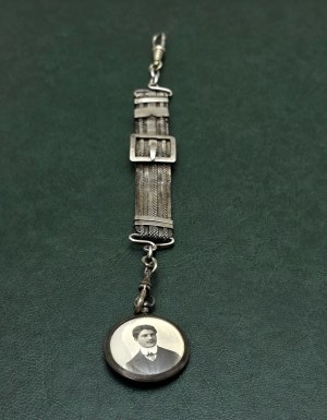 Silver watch devise with portrait - Vienna 19th century