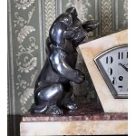 Zegar kominkowy Art Deco z figurami psa i kota