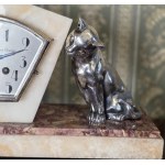 Zegar kominkowy Art Deco z figurami psa i kota