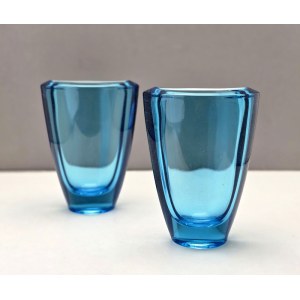 Pair of turquoise vases proj. V. Hanus - Rudolfowa Hut - Czechoslovakia 1960s.
