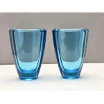 Pair of turquoise vases proj. V. Hanus - Rudolfowa Hut - Czechoslovakia 1960s.