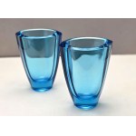 Pair of turquoise vases proj. V. Hanus - Rudolfowa Hut - Czechoslovakia 1960s.