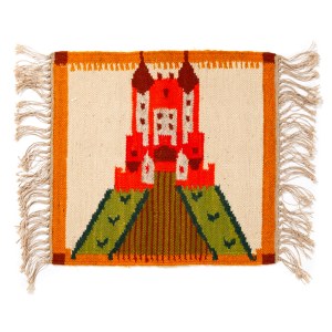 proj. Maria JANOWSKA (ur. 1929), Kilim „KASZTEL”, Spółdzielnia Pracy RLiA Im. Stan. Wyspiańskiego w Krakowie