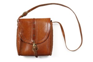 Leather handbag with embossed designs