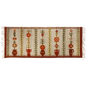 Jolanta BANASZKIEWICZ (1926-?), Kilim „Dzbany, Wielkopolska Spółdzielnia Pracy Rękodzieła Artystycznego, Poznań
