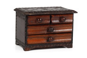 Wooden casket (miniature chest of drawers)