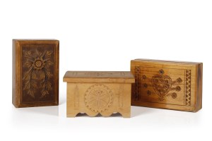 Set of three wooden caskets, Cepelia