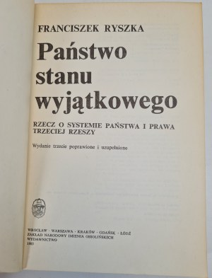 RYSZKA Franciszek - STATE OF THE EXCEPTIONAL STATE, ed.1985