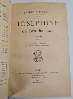 MASSON Frederic - NAPOLEON - Joséphine de Beauharnais 1763-1796, ed.1909