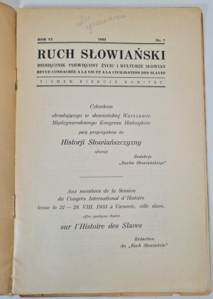 RUCH SŁOWIAŃSKI Nr. 7/1933 Monthly magazine devoted to the life and culture of the Slavs