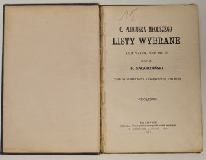 C. PLINIUSH YOUNGER LETTERS SELECTED FOR MEDIUM SCHOOLS Lviv 1912