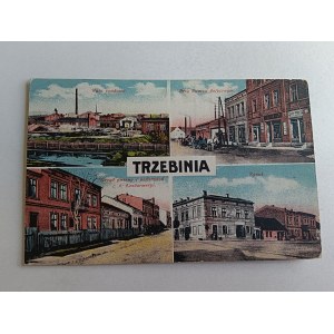 POCZTÓWKA TRZEBINIA 4 WIDOKI, HUTA CYNKOWA URZĄD GMINY RYNEK