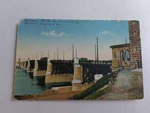 POSTCARD WARSAW NEW BRIDGE ON VISTULA 1916, STAMP, DAMAGED