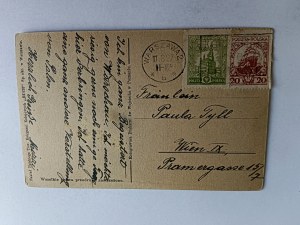 POSTCARD WARSAW SASKI SQUARE, STAFF BUILDING, STAMP