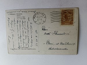 POSTCARD WARSAW, PAINTING CIEŚLEWSKI TOWN HALL, STAMP, STAMP