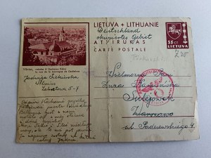 POSTCARD WILNO VILNIUS LITHUANIA GEDIMINO KALNO STAMP SWASTIKA 1940, BENT IN HALF