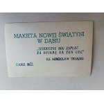 ZDJĘCIE CEGIEŁKA, DĄBIE, MAKIETA NOWEJ ŚWIĄTYNI, PIECZĄTKA KS MIROSŁAW TRZASKI