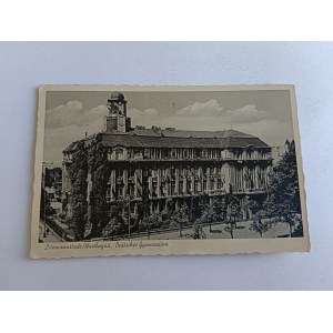 POCZTÓWKA ŁÓDŹ LITZMANNSTADT GIMNAZJUM, ZNACZEK, STEMPEL 142 R