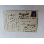 POCZTÓWKA ŁÓDŹ LITZMANNSTADT GIMNAZJUM, ZNACZEK, STEMPEL 142 R