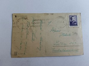POSTCARD WARSAW JAN KILIŃSKI MONUMENT, STAMP, 1950
