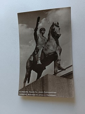 POSTCARD WARSAW MONUMENT TO KS JOZEF PONIATOWSKI, FOT CHOMĘTOWSKA, DAMAGED