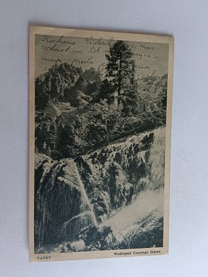 POSTCARD TATRA BLACK POND WATERFALL, STAMP 1948