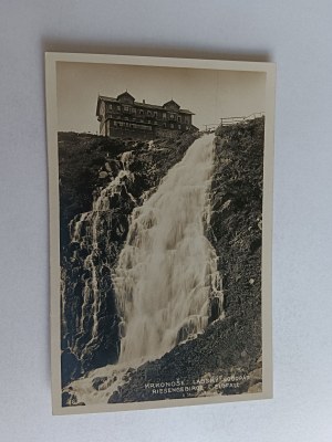 POSTCARD KARKONOSZE RIESENGEBIRGE WATERFALL, STAMP