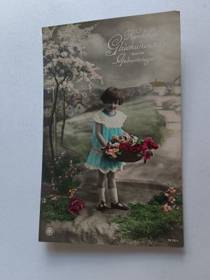 CHILDREN'S POSTCARD, FLOWERS, STAMP, STAMP